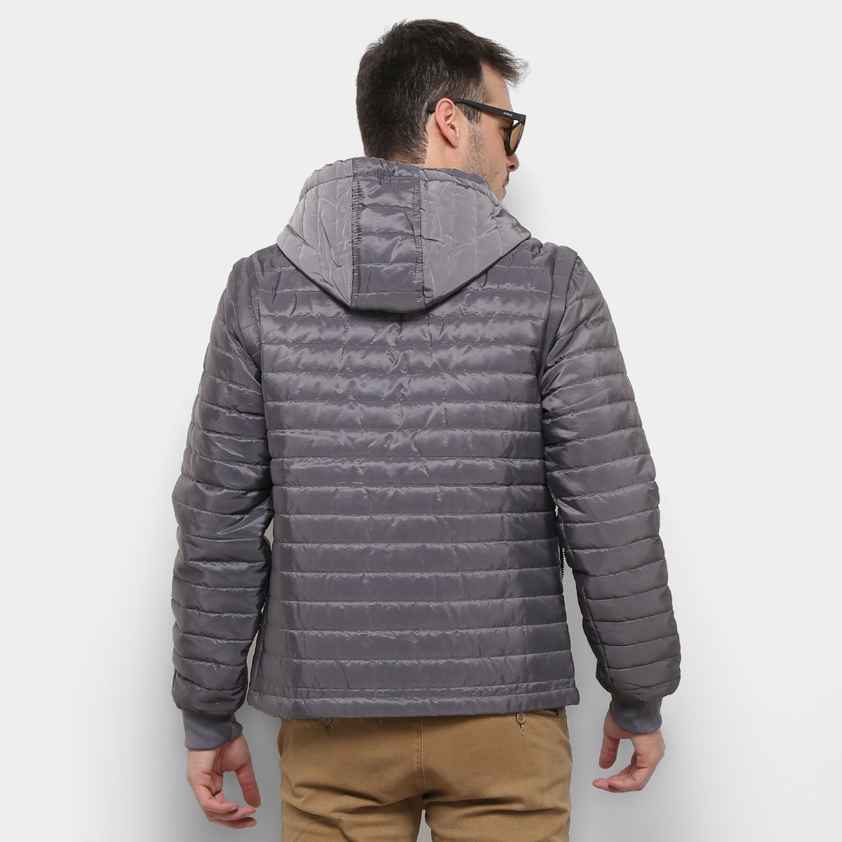 jaqueta puffer rock & soda manga removível masculina